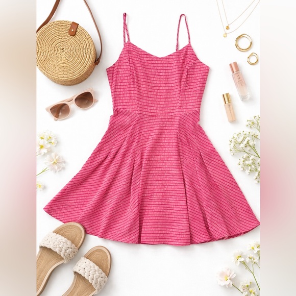 Old Navy Dresses & Skirts - Old Navy Pink Striped Fit & Flare Sundress Mini | A-Line | Size M